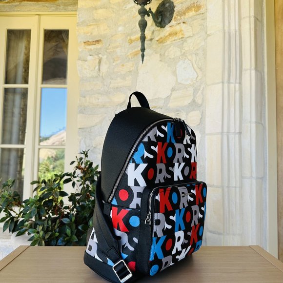 Michael Kors Cooper Signature PVC Graphic Logo Commuter Backpack Red Multi NWT - Picture 4 of 11